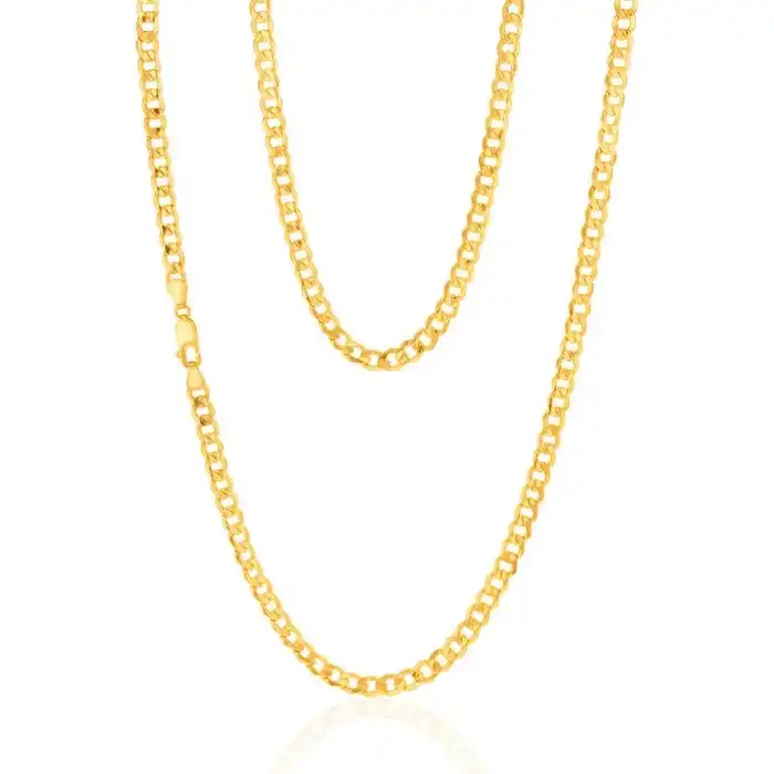 9ct Yellow Gold Silverfilled Flat Curb 120 Gauge 60cm Chain