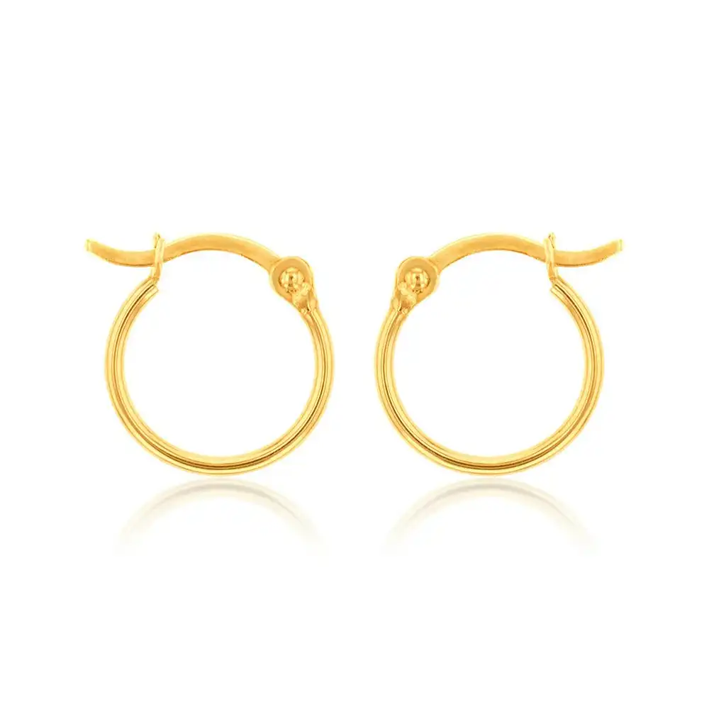 9ct Yellow Gold Polish 10mm Hoop Earring