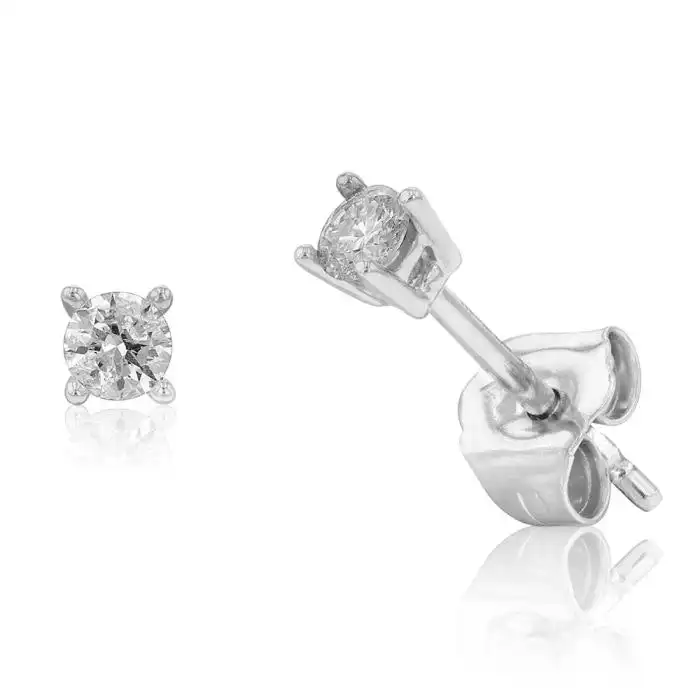 9ct White Gold 1/6 Carat Diamond Stud Earrings