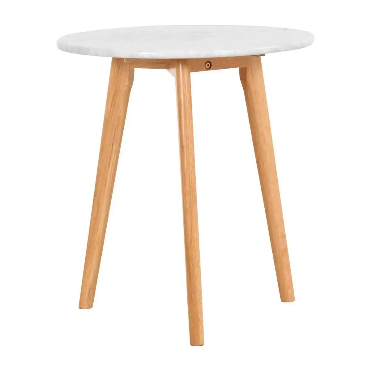 Oia White Marble Side Table (Oak)