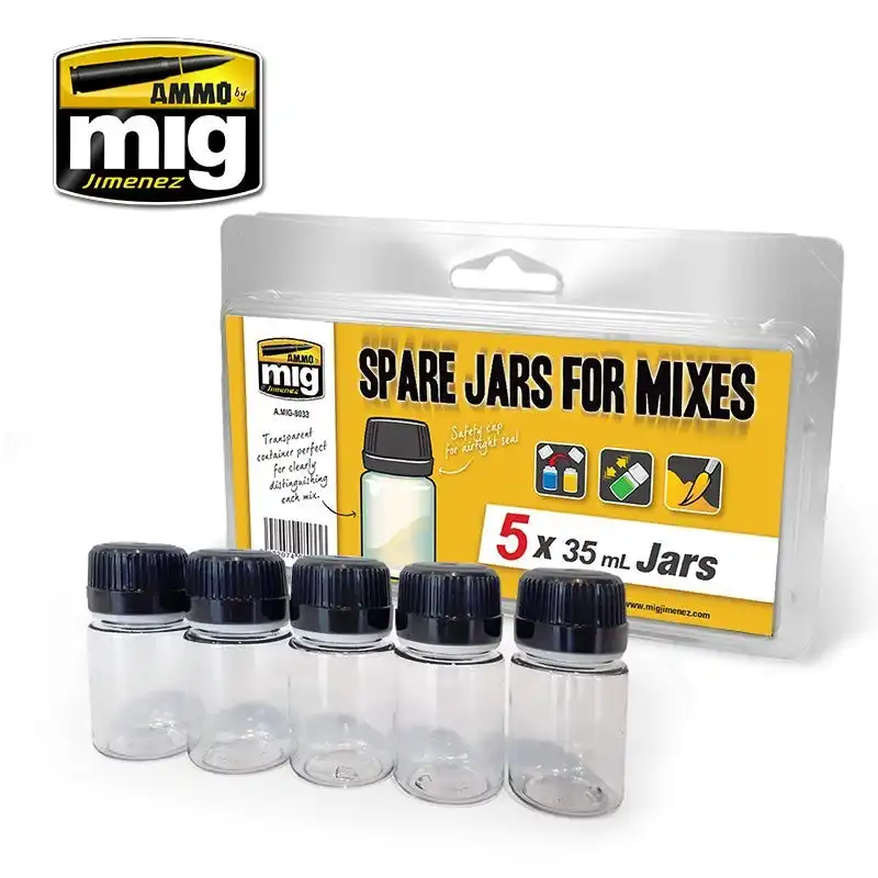 Ammo By Mig Accessories Spare Big Jars for Mixes (5 x 35mL jars)