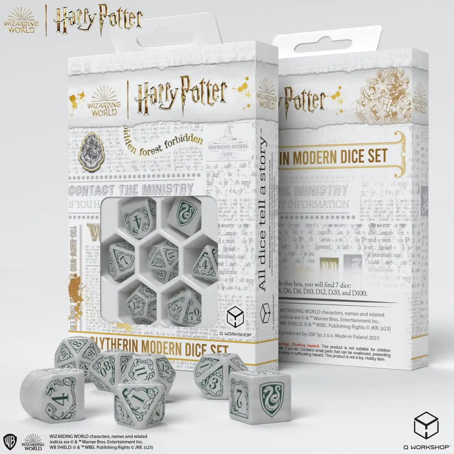 Q Workshop - Harry Potter Modern Dice Set - Slytherin - White Dice Set 7