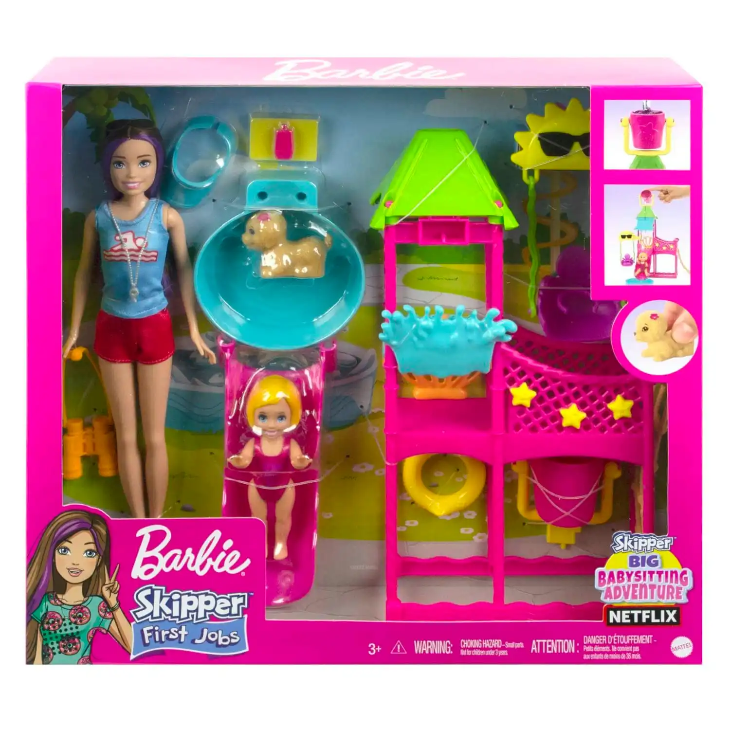 Barbie Toys Skipper Doll And Waterpark Playset With Working Water Slide And Accessories First Jobs