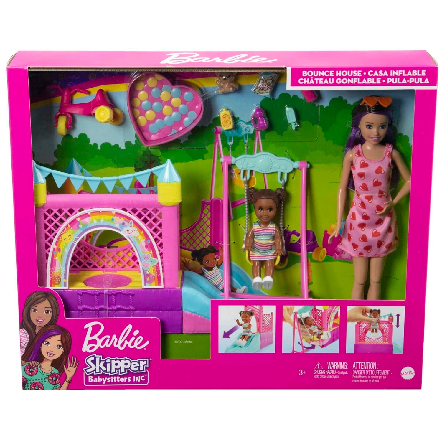 Barbie Skipper Babysitters Inc. Bounce House Playset With Dolls & Accessories