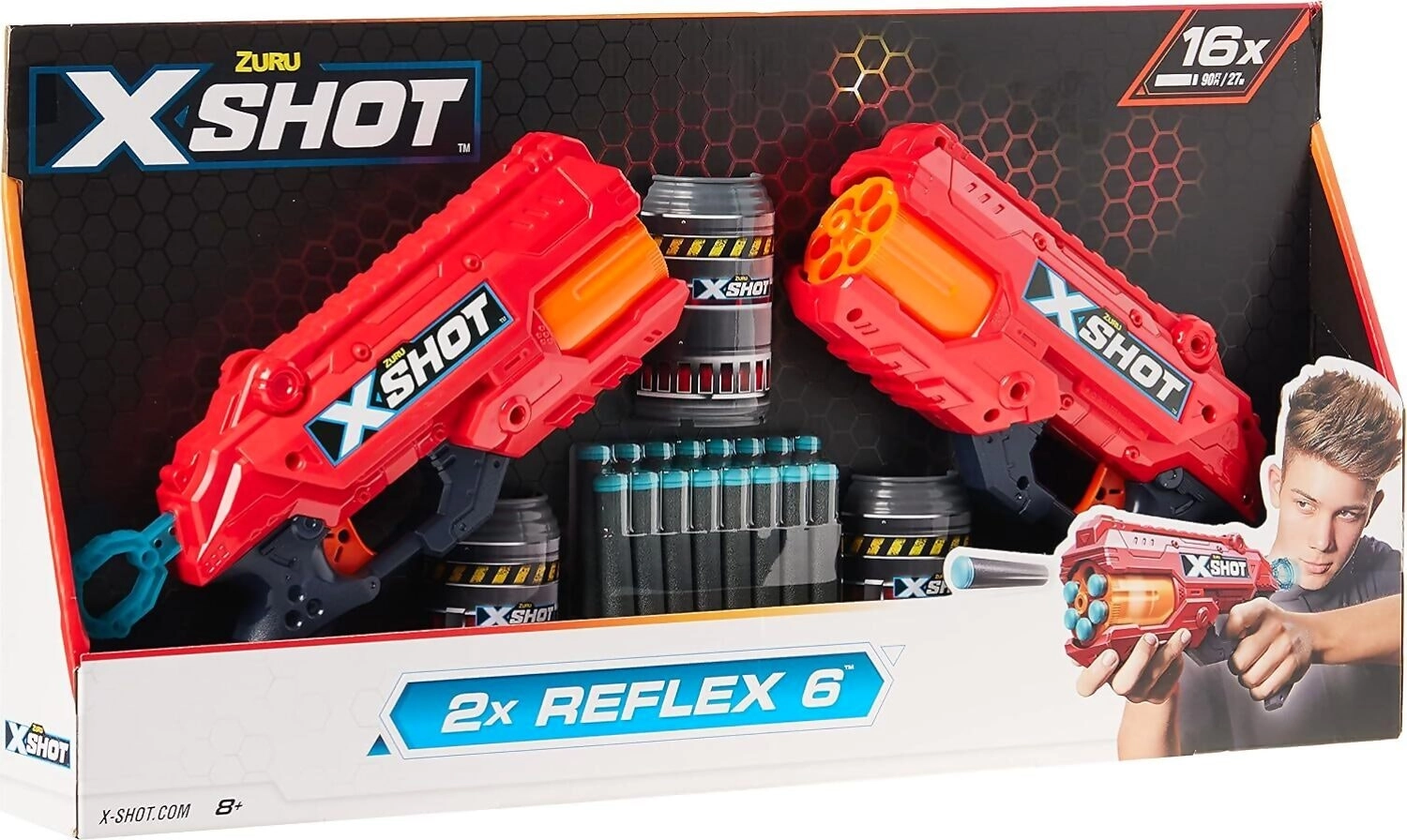 ZURU - Xshot Excel Reflex 6 Twin Pack With 16 Darts