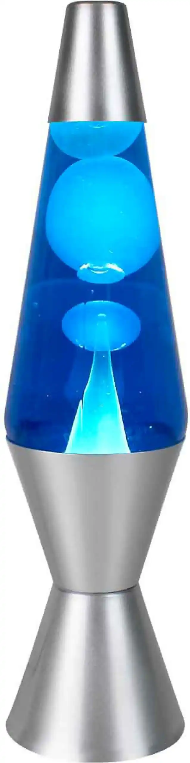 LANDMARK - Liquid Lava Lamp Retro Blue/white Wax Silver Base 37cm