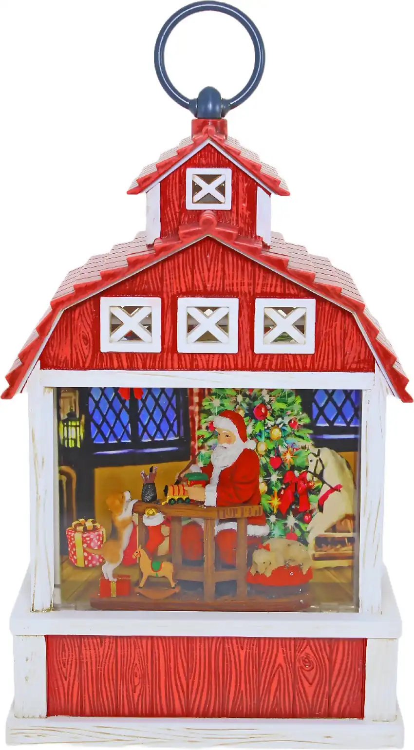 Cotton Candy - Xmas Barn Lantern - Santas Workshop