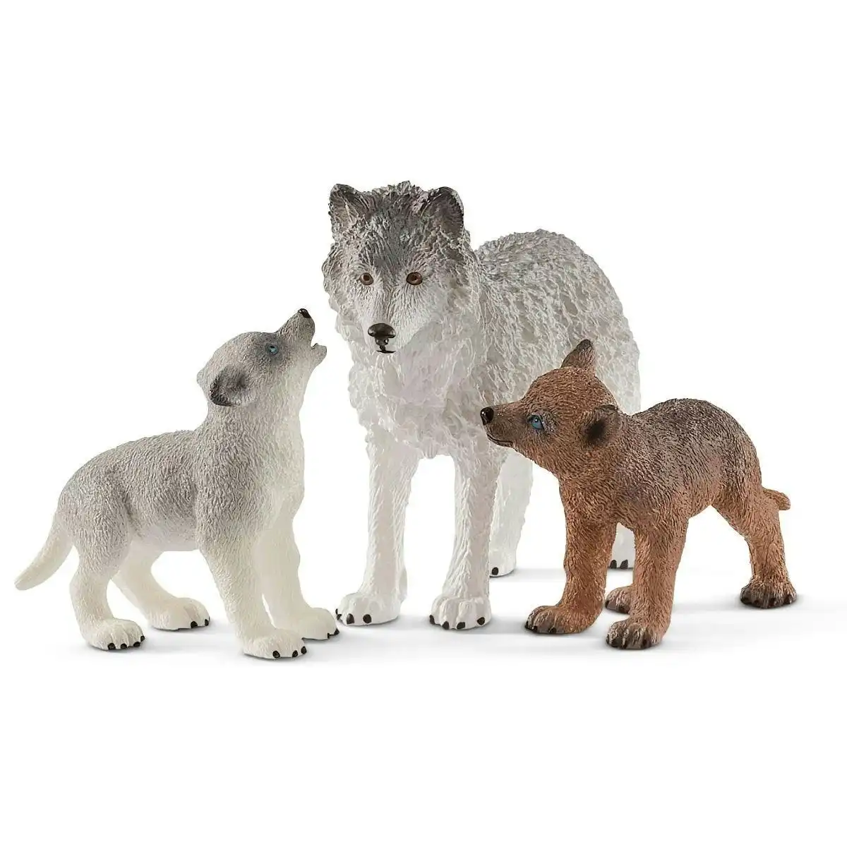 Schleich - Mother Wolf With Pups   Wildlife Animal Figurine Animal Playset