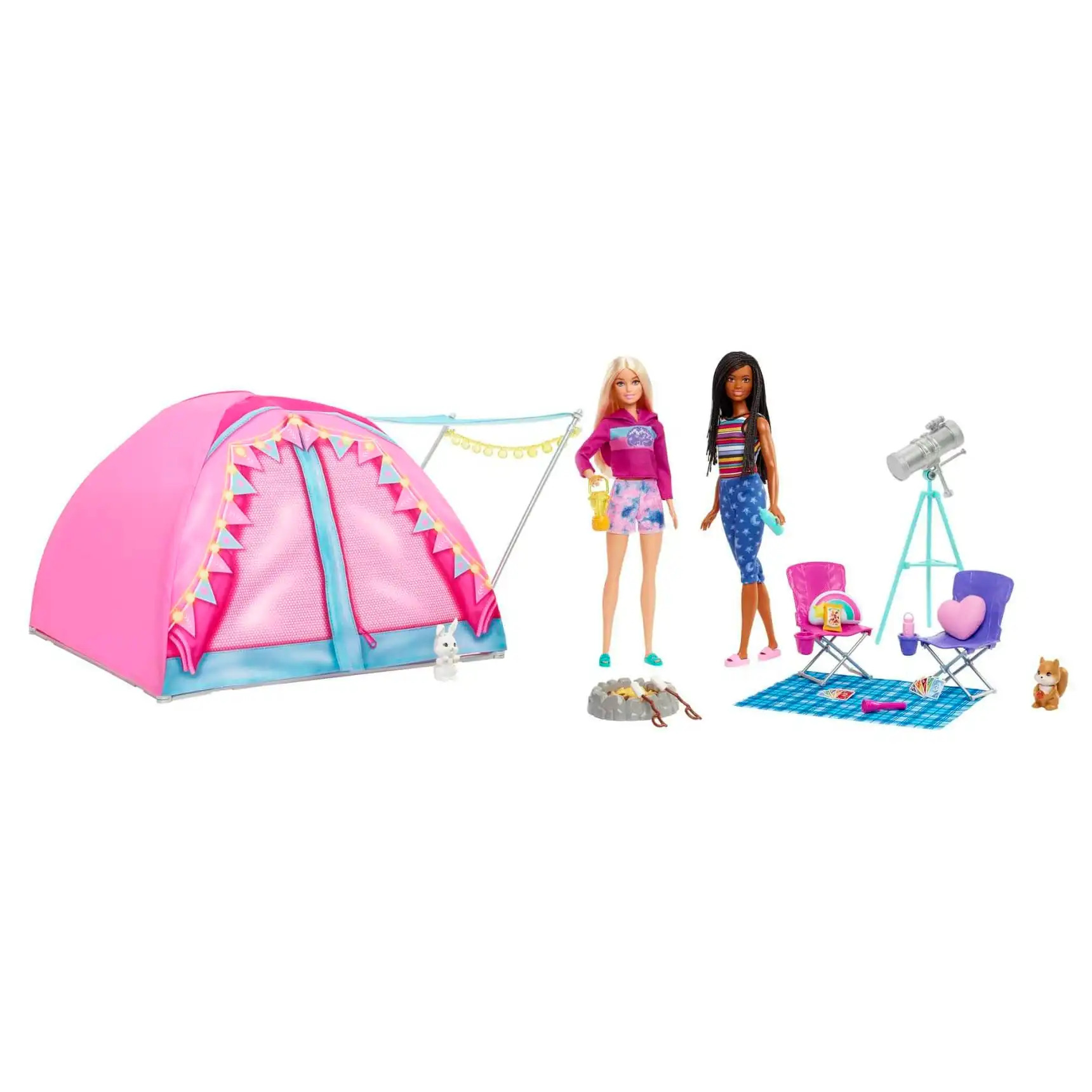 Barbie It Takes Two Camping Playset With Tent 2 Barbie Dolls & Accessories