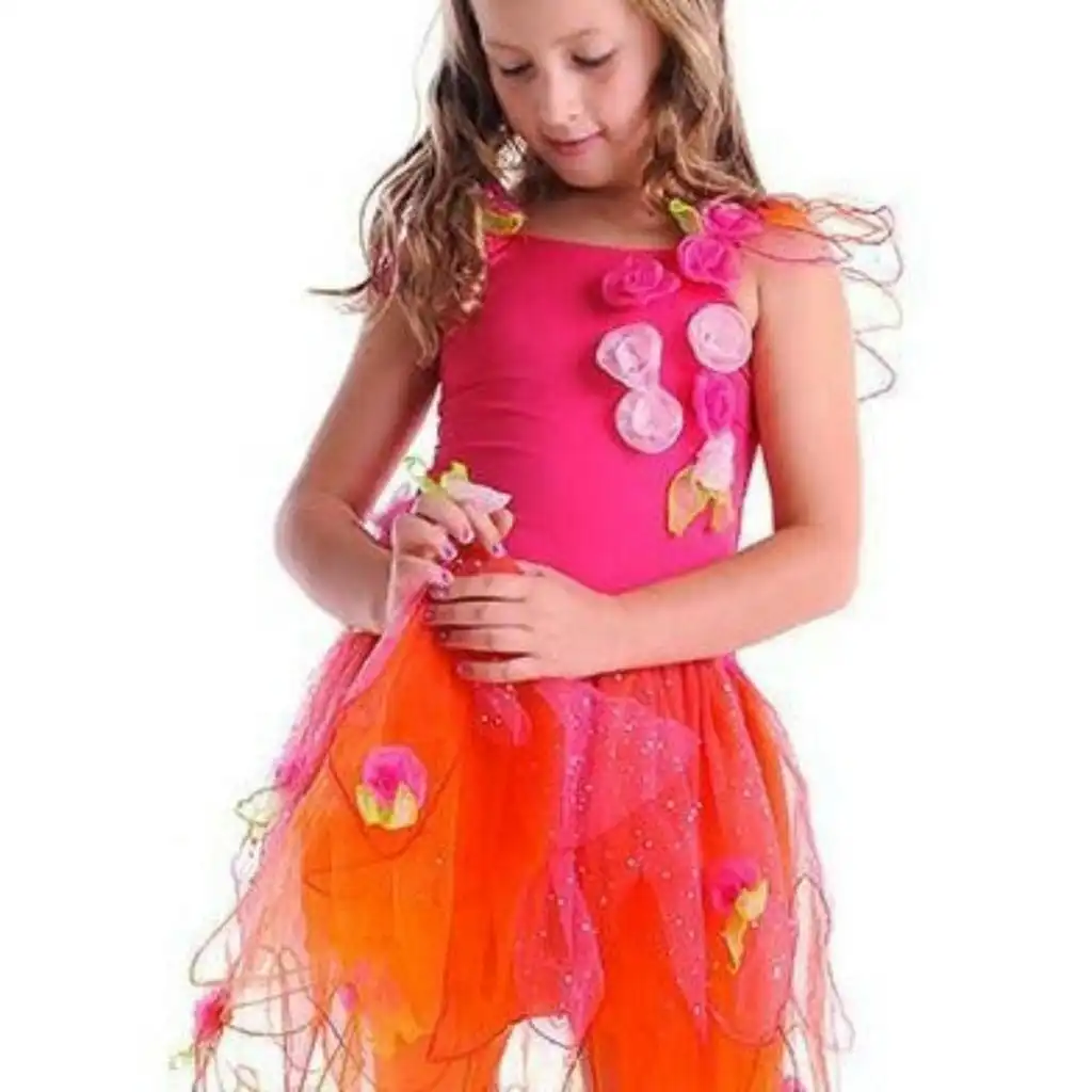 Fairy Girls - Costume Crystal Fairy Dress Hot Pink Small