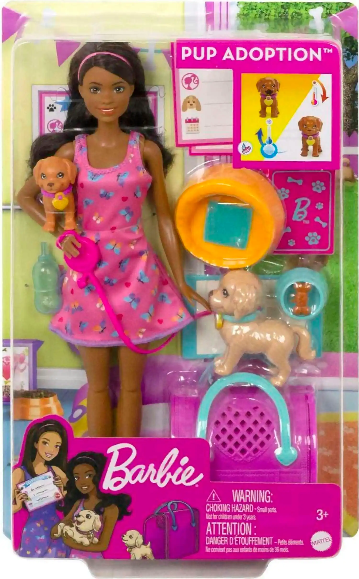 Barbie - Doll And Accessories Pup Adoption Playset With Doll 2 Puppies And Color - Mattel