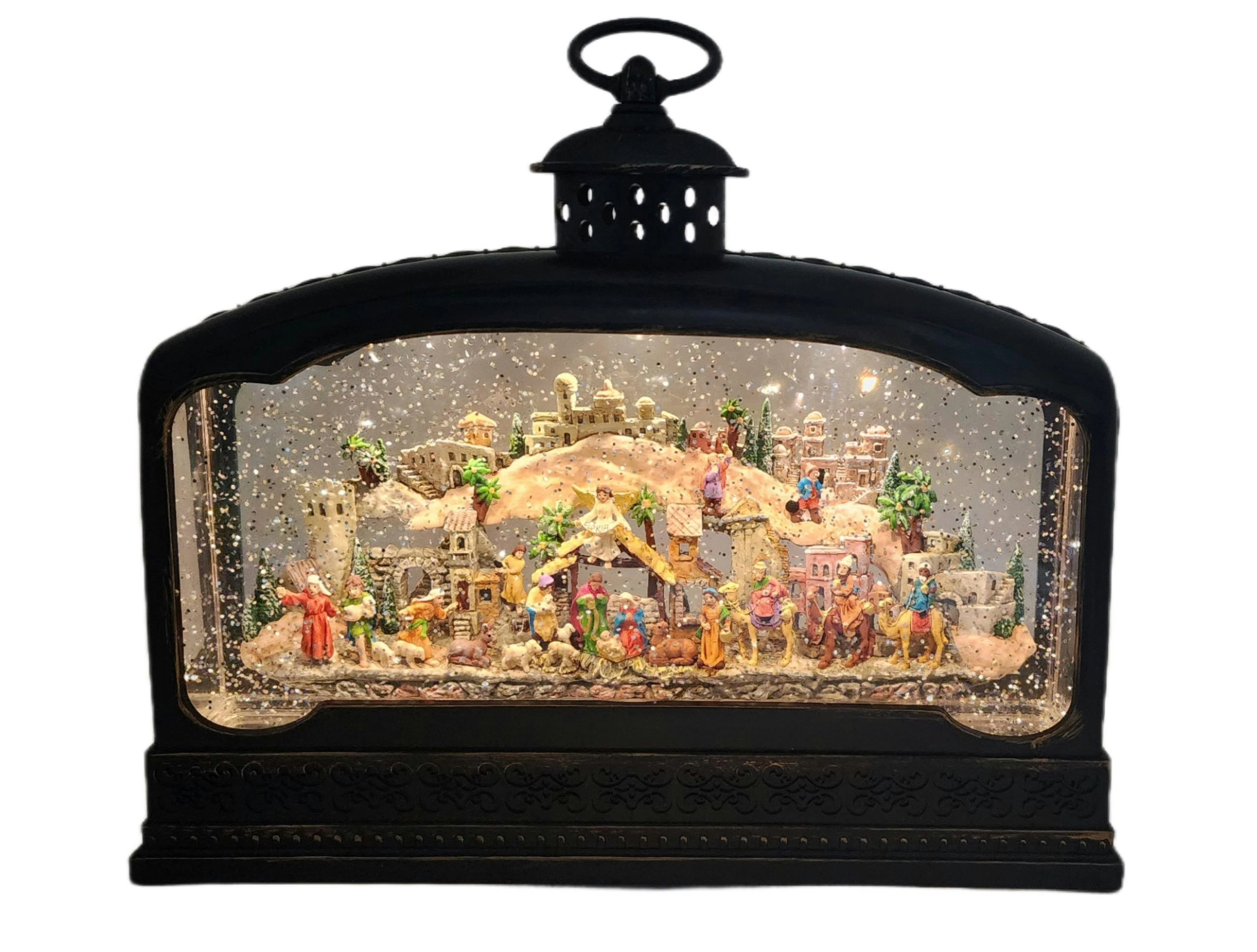 Cotton Candy - Xmas Extra Wide Brass Lantern Bethlehem Nativity Scene XL Lantern