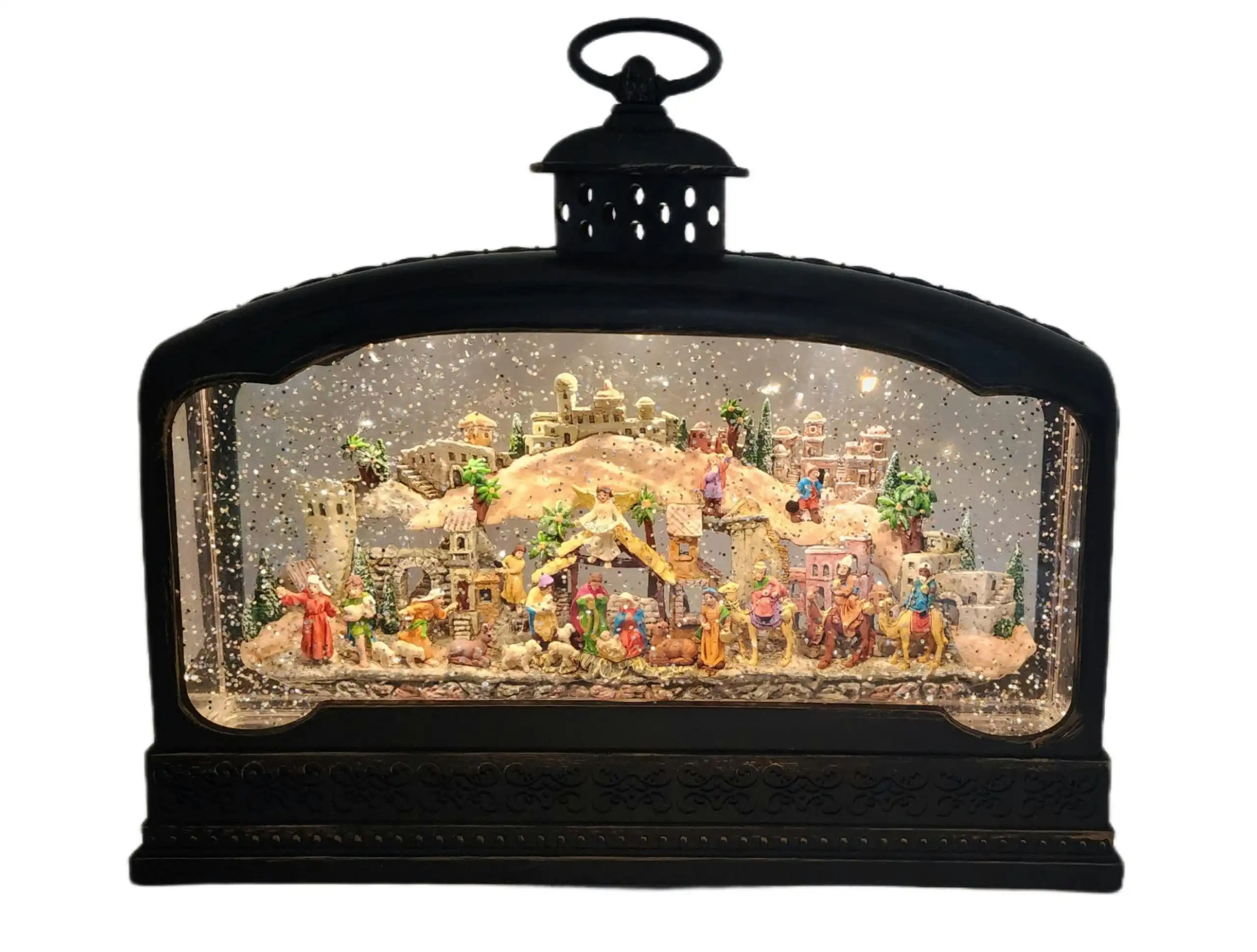 Cotton Candy - Xmas Extra Wide Brass Lantern Bethlehem Nativity Scene XL Lantern