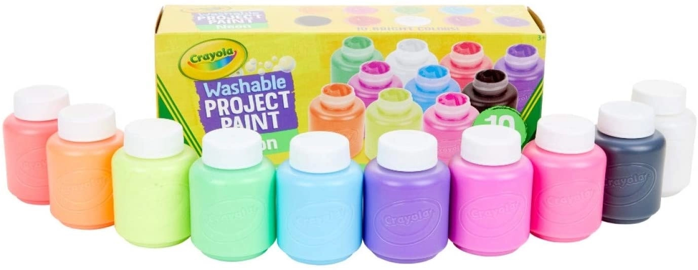 Crayola 10 Bottles Washable Kids Paint Neon Colors