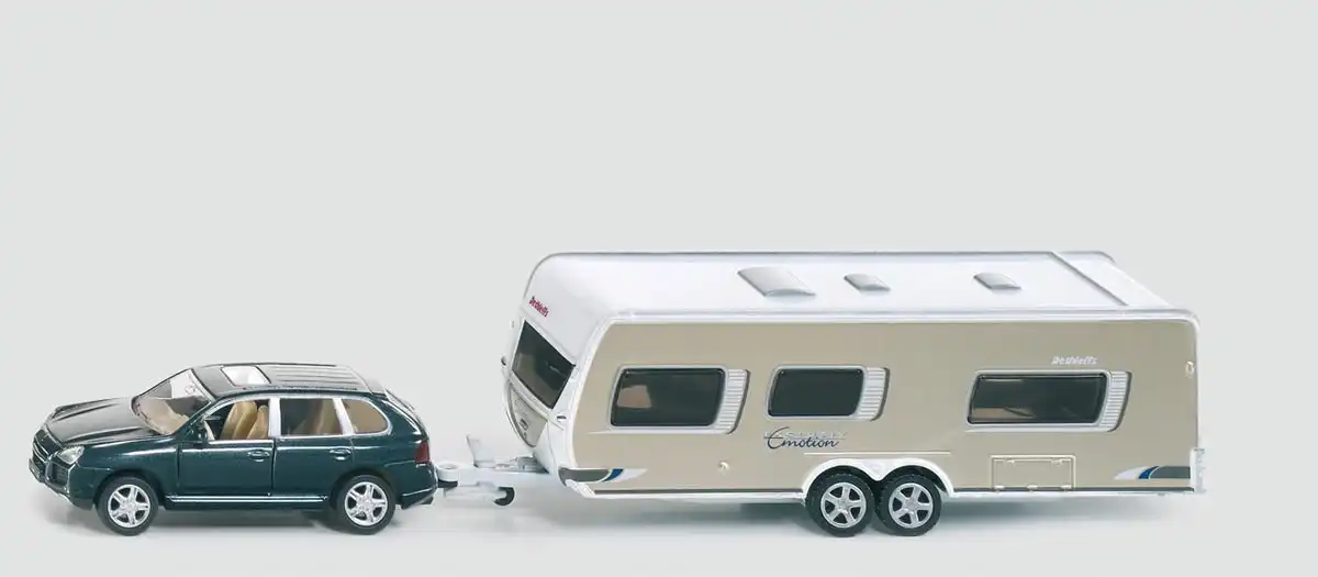 Siku - Porsche Cayenne Turbo Towing A Caravan