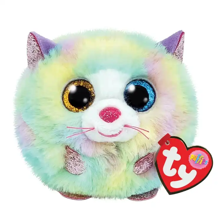 Ty - Beanie Ball Puffies - Heather Multicolored Cat 10cm