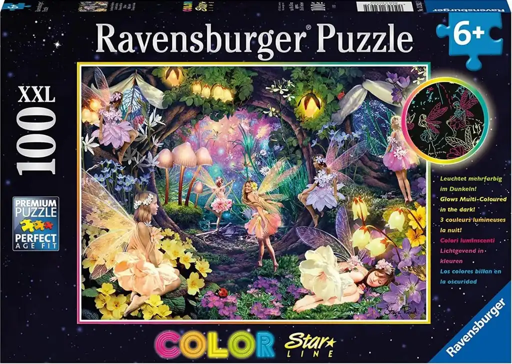 Ravensburger - Fairy Garden Colour Starline Glow In The Dark Jigsaw Puzzle Xxl 100 Pieces