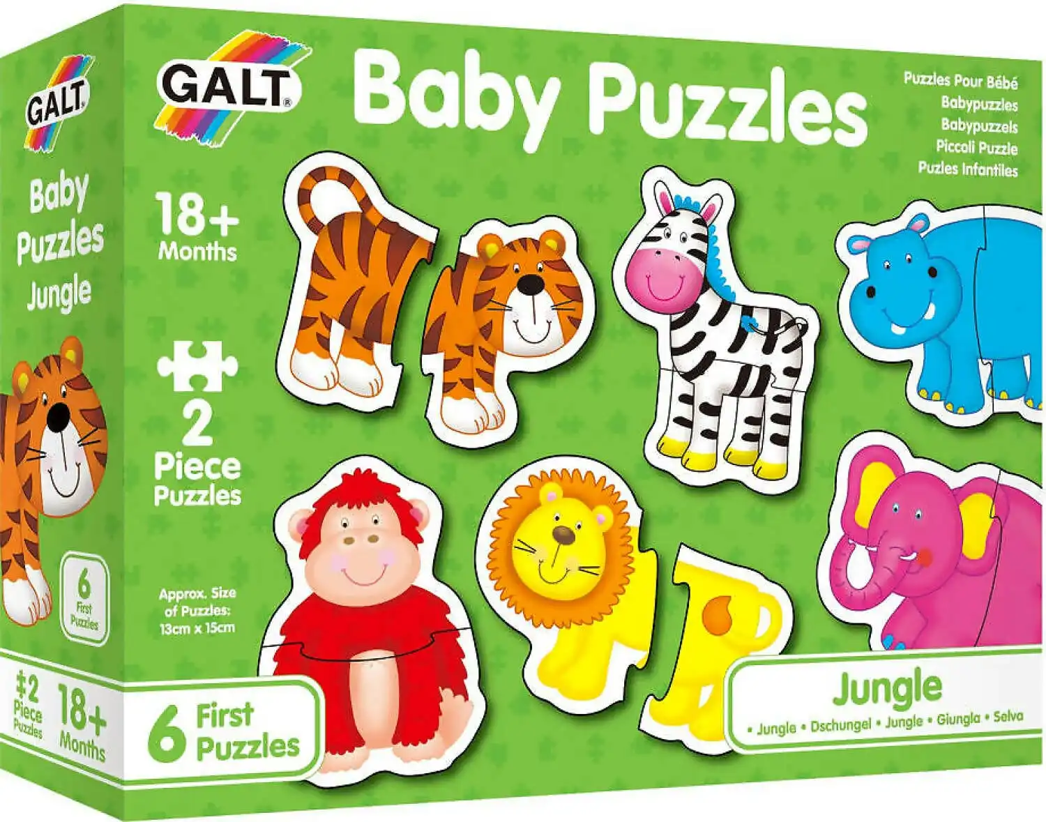 Galt - Jungle Baby Jigsaw Puzzle - 6 X Different Puzzles - 2 Pcs Each