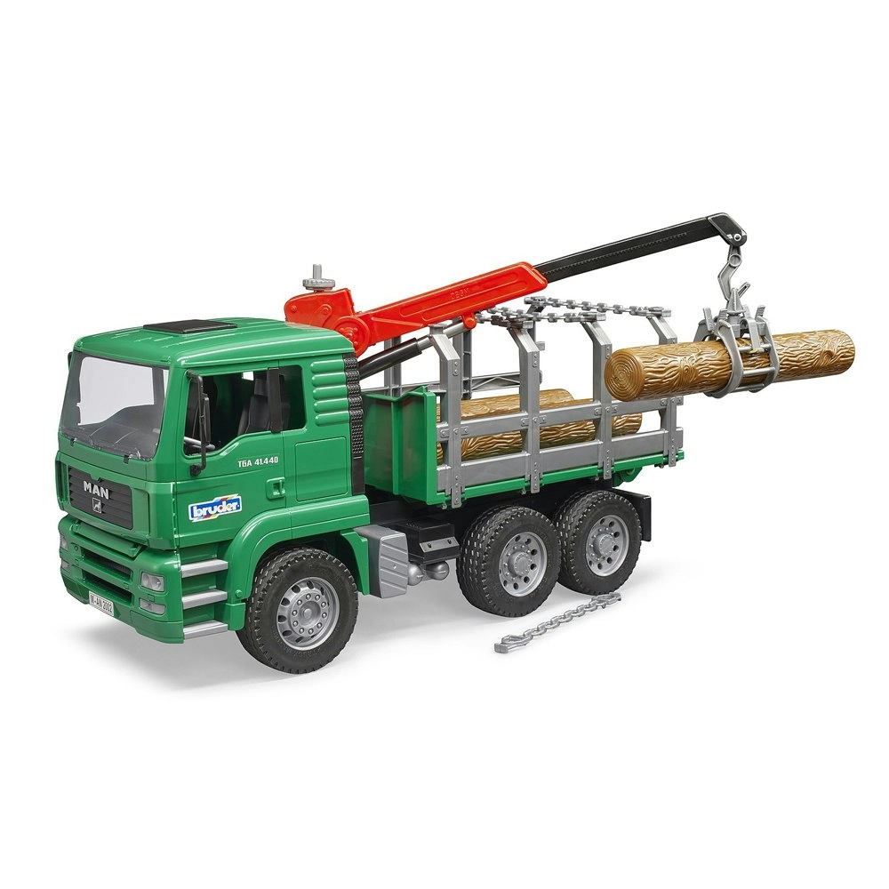 Bruder 1:16 MAN TGA 43cm Timber Truck w/ Loading Crane/3 Trunks Kids Toy 4y+