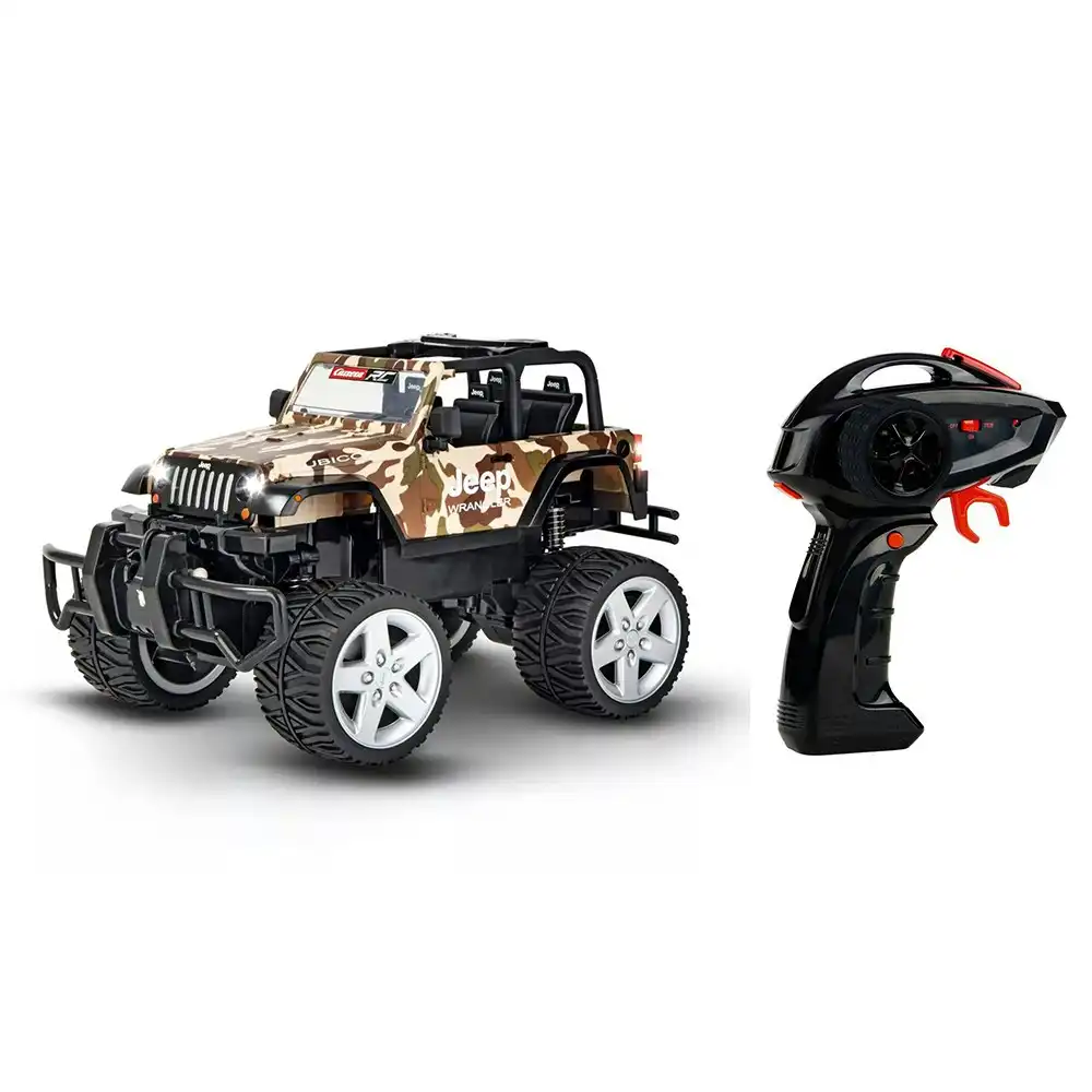 Carrera 1:16 Scale RC Toy 36.5cm Jeep Wrangler Camo w/ Winch 2.4Ghz/USB Kids 6y+