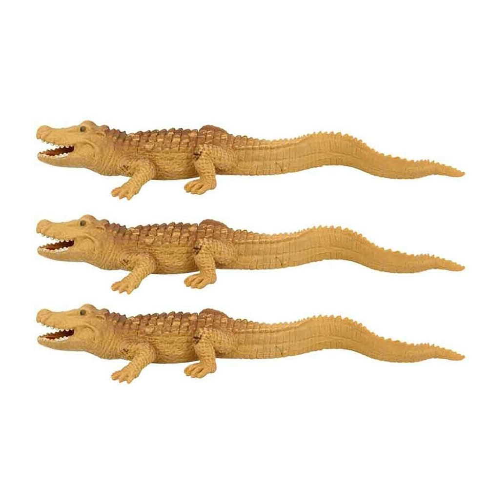 3x Fumfings Animal Stretchy Beanie Dwarf Caiman 24cm Stretch Toy Kids 3y+ Asst