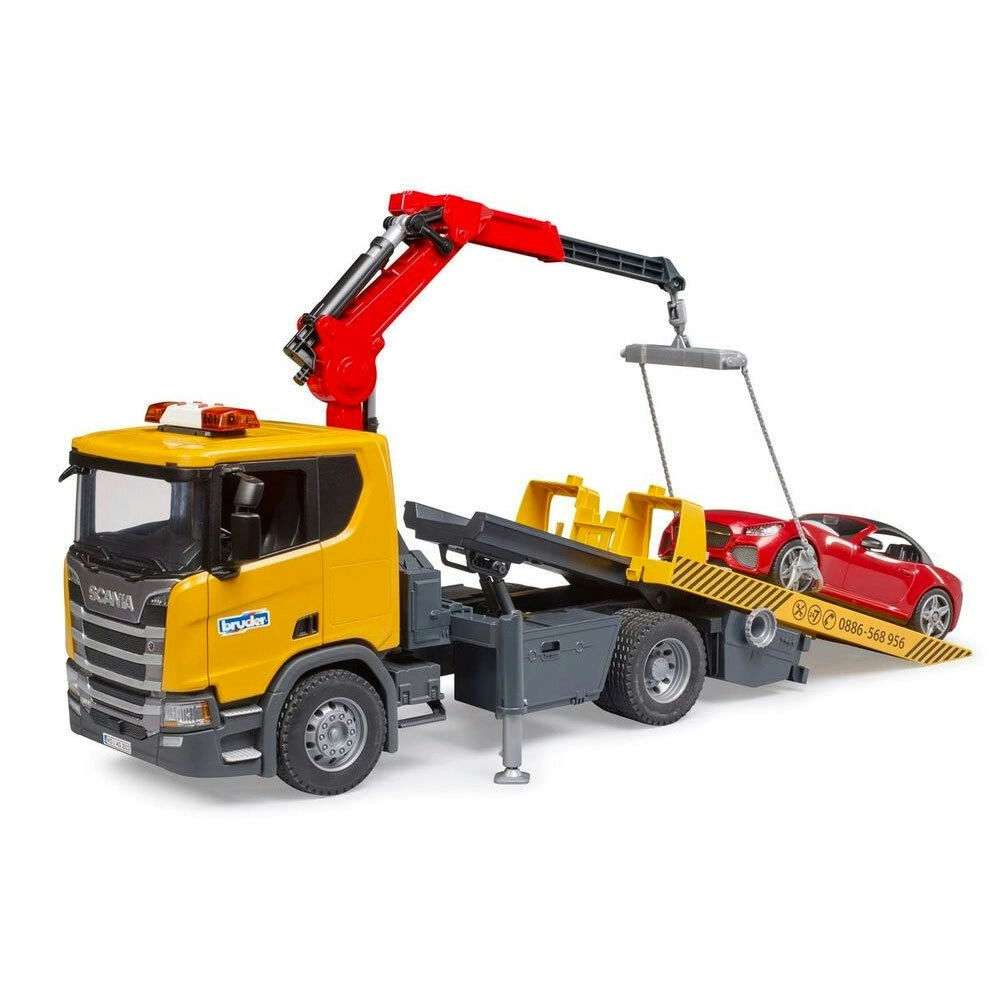 Bruder 1:16 Scania Super 560R Tow Truck With Bruder Roadster Kids Toy Set 3y+