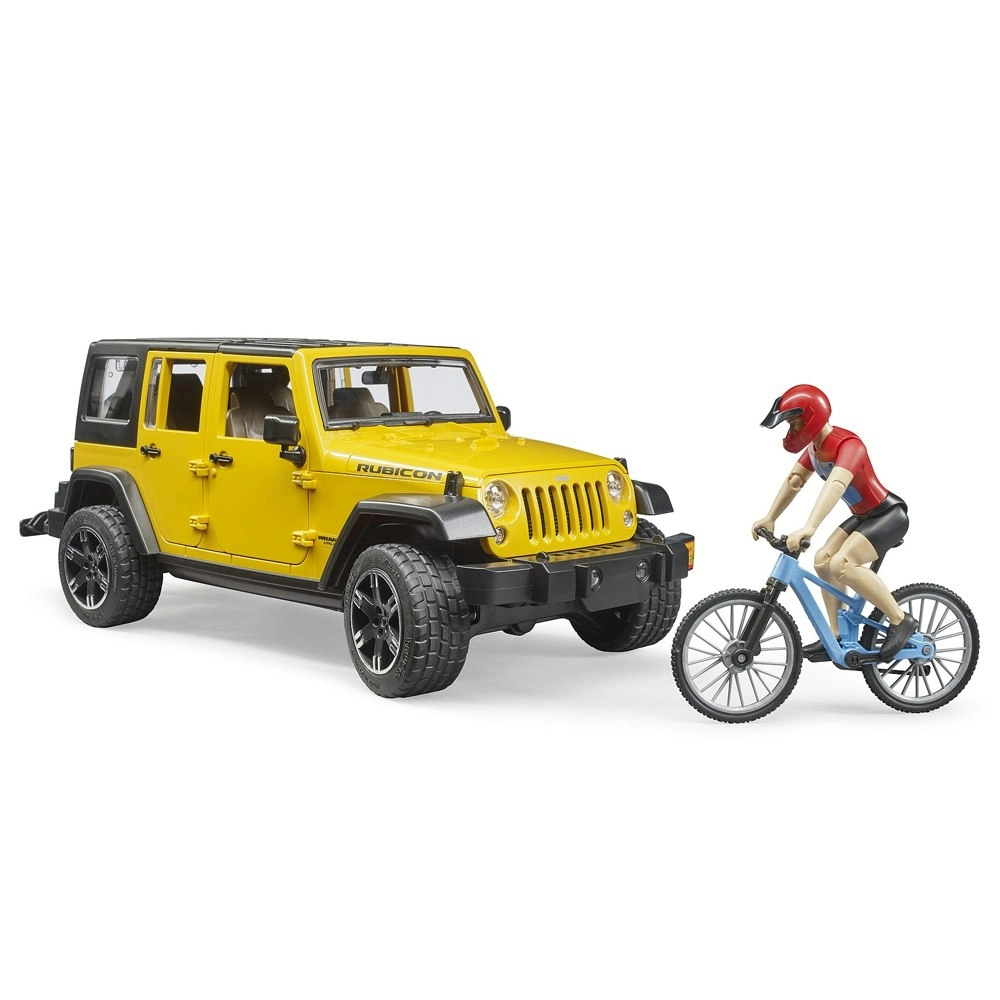 Bruder 1:16 Jeep Wrangler 32cm Rubicon w/ Mountain Bike/Cyclist Kids Toy 4y+