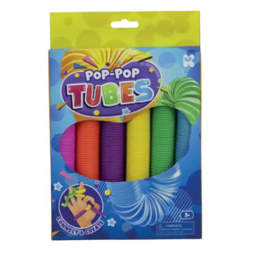 6x Fumfings Novelty Pop-Pop Tubes Assorted Twirl Pipes Fidget Sensory Toy Kids