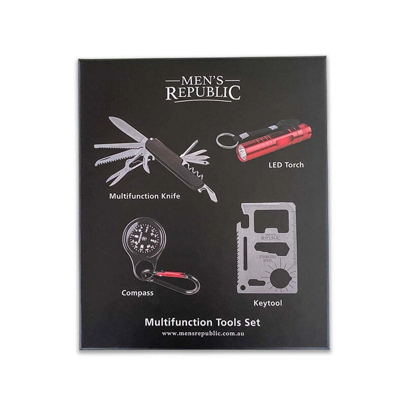 4pc Men's Republic Multi Tool With Light Garage/Home Improvement DIY Gift Set