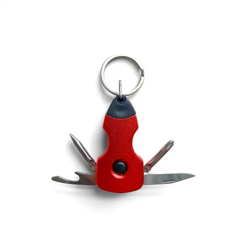 Men's Republic Stylish Key Ring Multi Tool With LED Light DIY Home Gift Set Red
