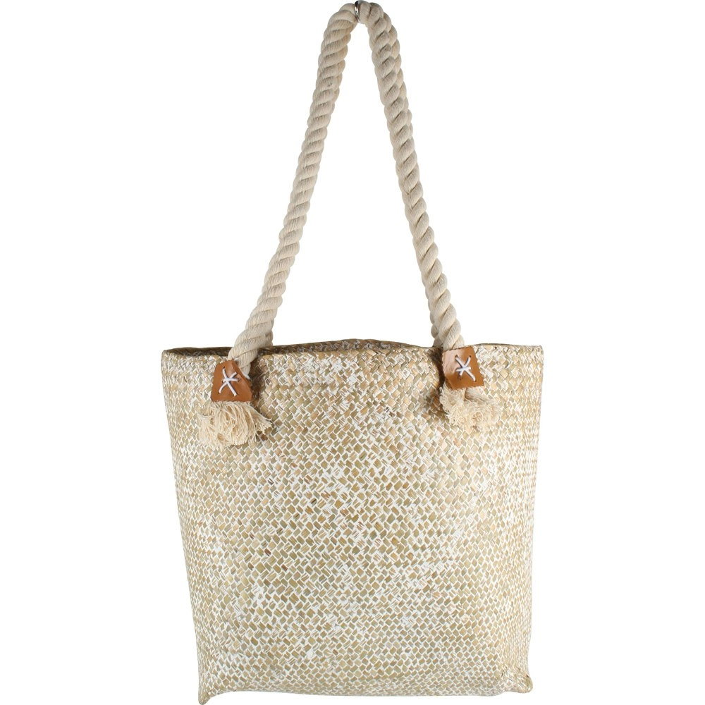 Maine & Crawford 41x36cm Haven Straw Bag w/ Rope Handle Tote Boho Handbag Beige