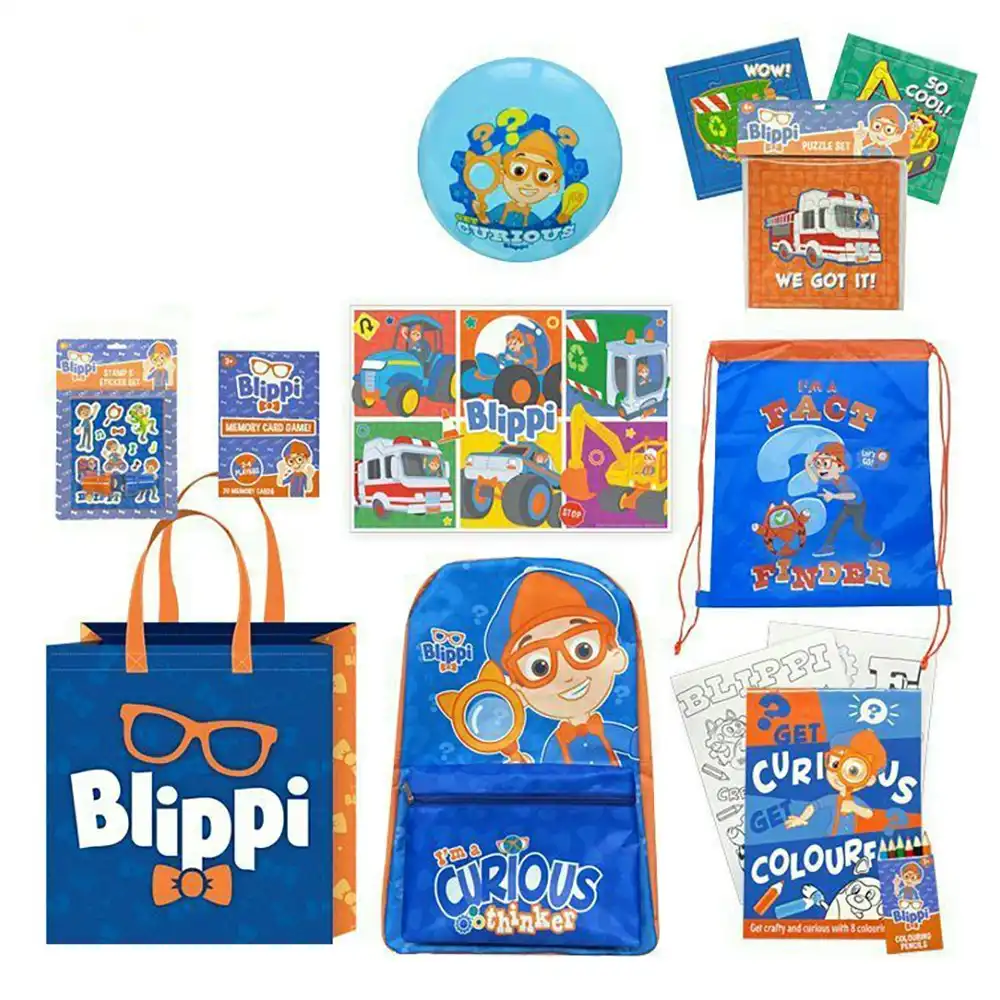 Blippi 23 Kids Showbag Backpack/Colouring Pad Drawstring Bag/Memory Cards Puzzle