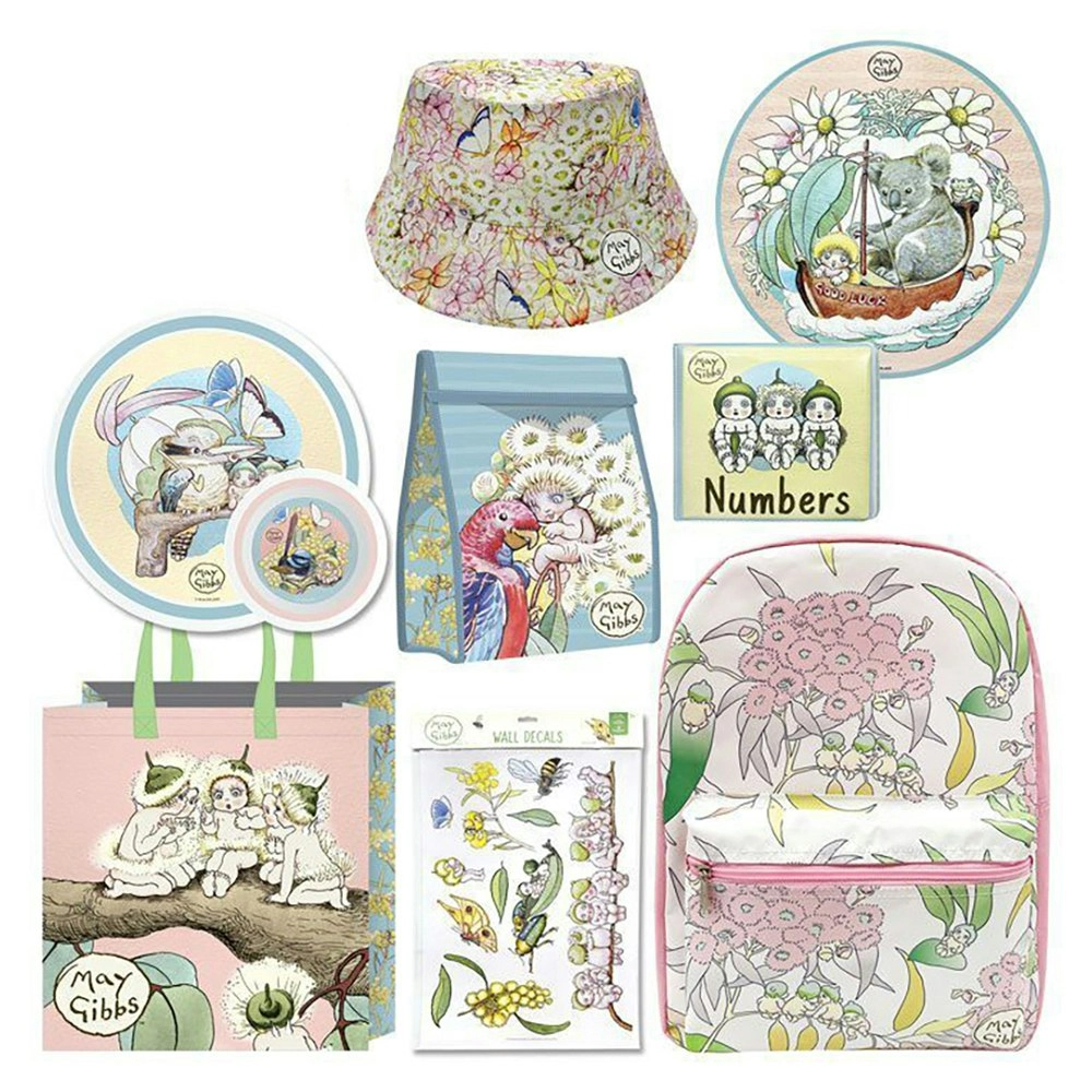 May Gibbs Kids Showbag Backpack/Bath Book Bucket Hat Plate/Cooler Bag Placemat