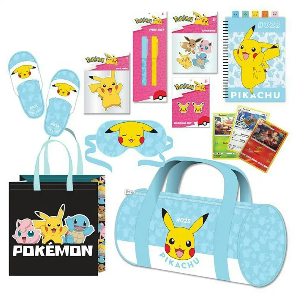 Pokemon Squad 23 Kids Showbag Duffle Bag/Notebook/Slippers Earrings/Erasers