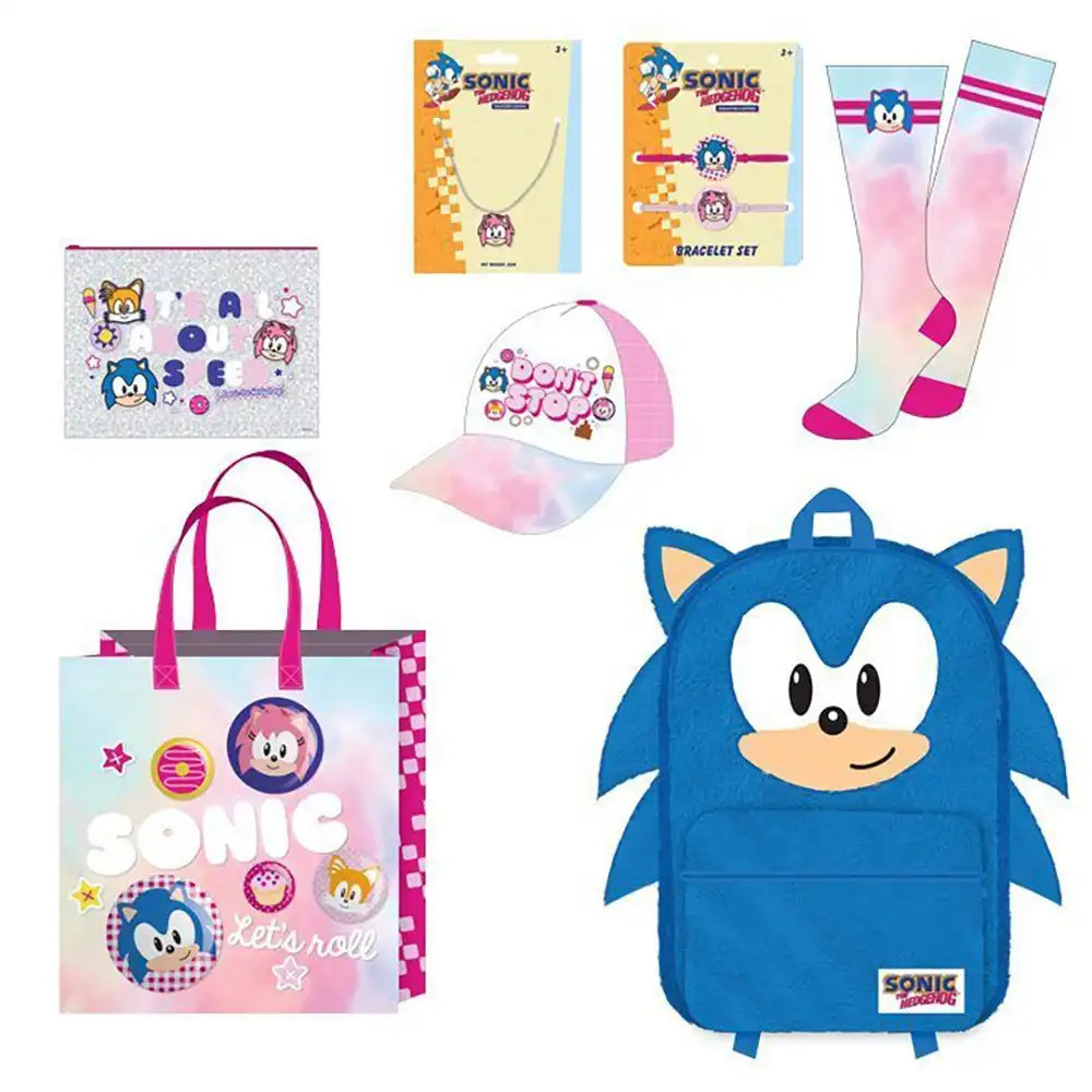 Sonic Girls Kids Showbag Backpack/Bracelet Set Cap/Necklace Socks Pencil Case