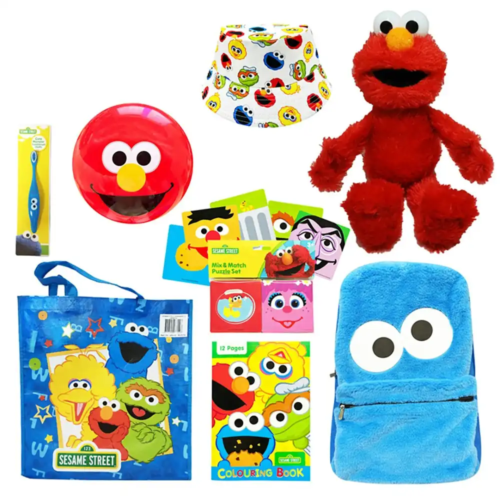 Sesame Street 23 Kids Showbag Backpack/Ball Bucket Hat/Colouring Book Toothbrush