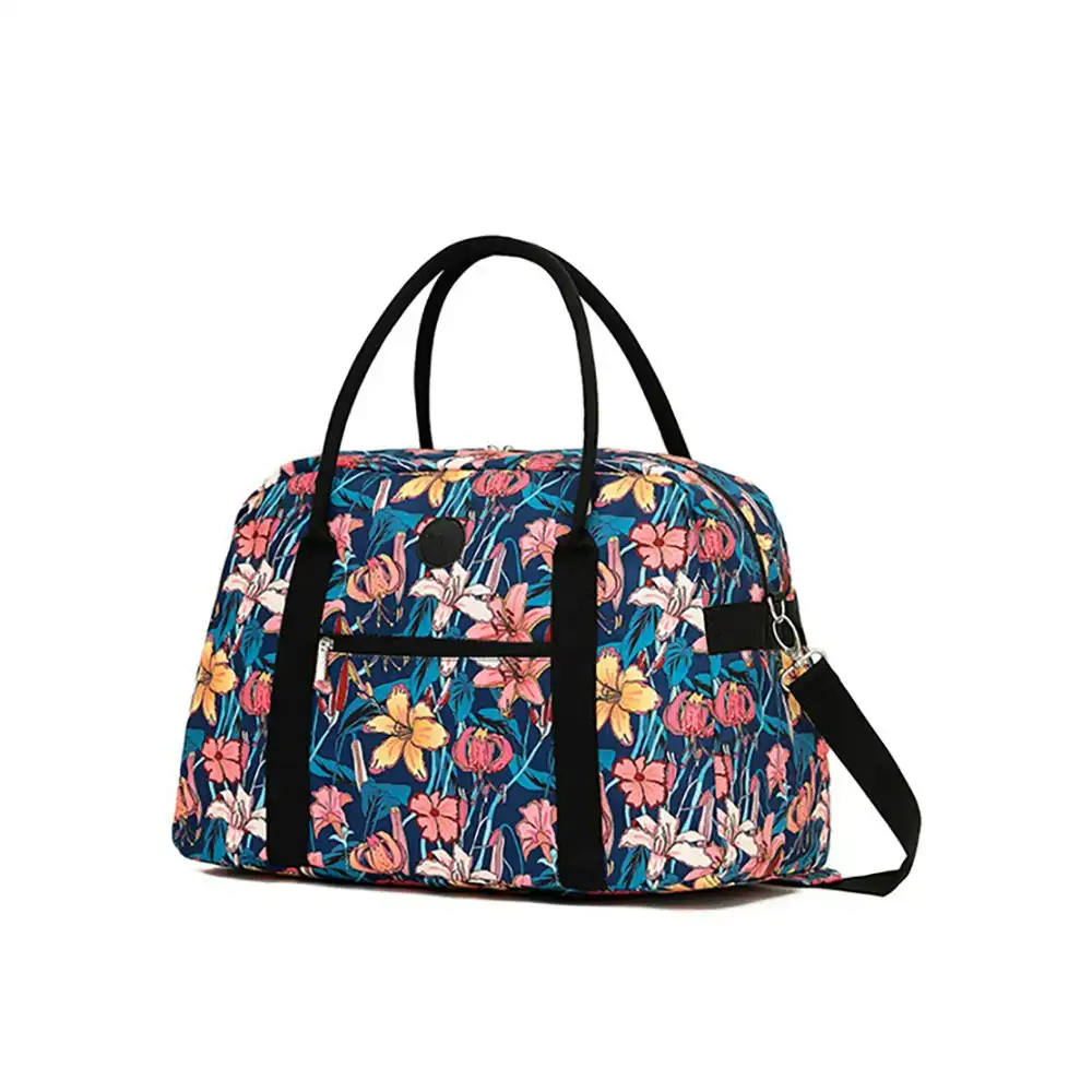 Tosca Cabin Overnight Shoulder Hang Carry Tote Bag 50x22x35cm - Blue Flower