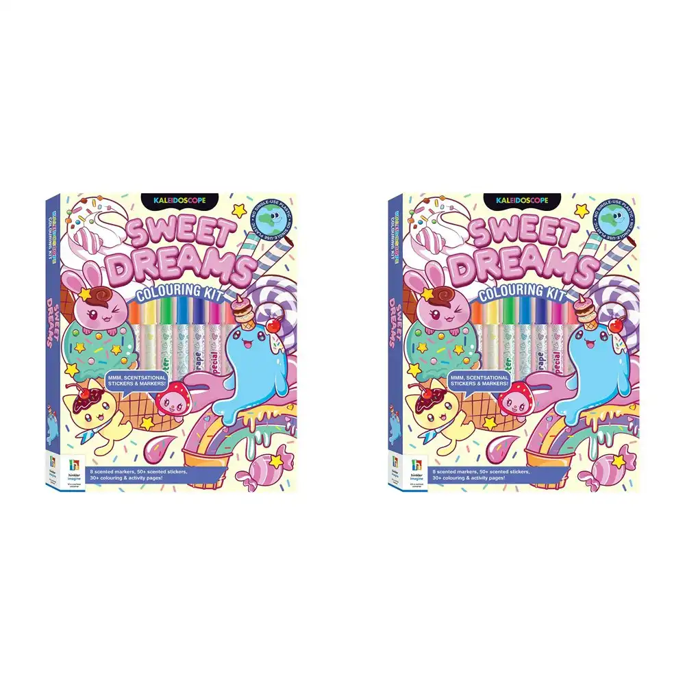 2x Kaleidoscope Kids Colour Kit Sugar Rush w/30+ Pages/Scented Markers/Stickers