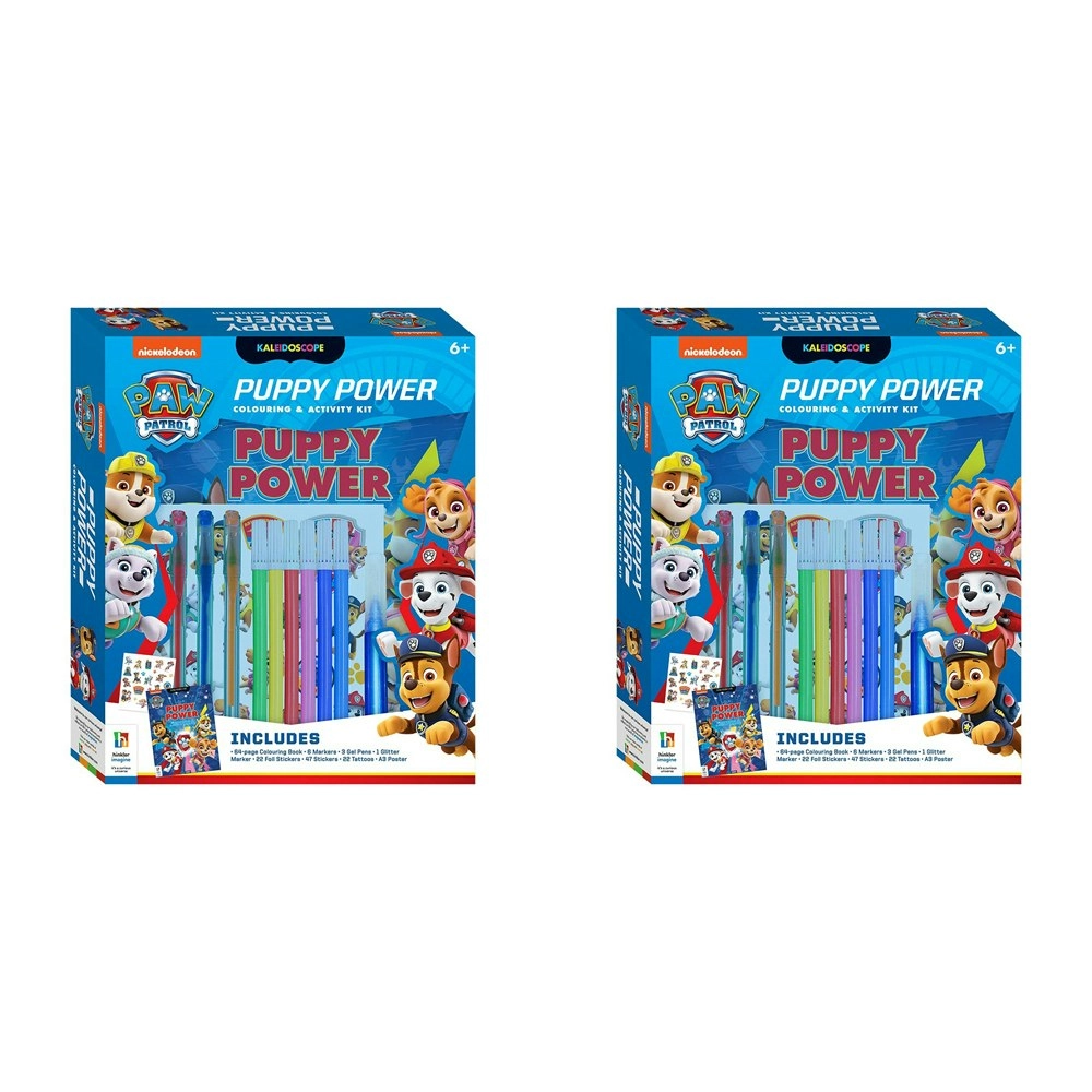 2x Kaleidoscope Paw Patrol Puppy Power Kids Fun Colour & Activity Kit w/Marker