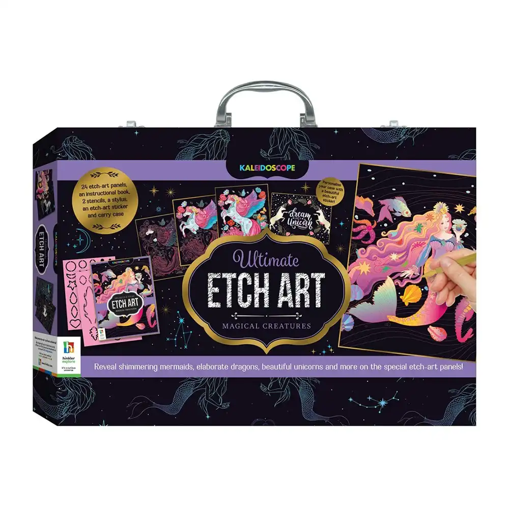 Kaleidoscope Etch Art Magical Creatures Carry Case Kids/Children Activity Kit