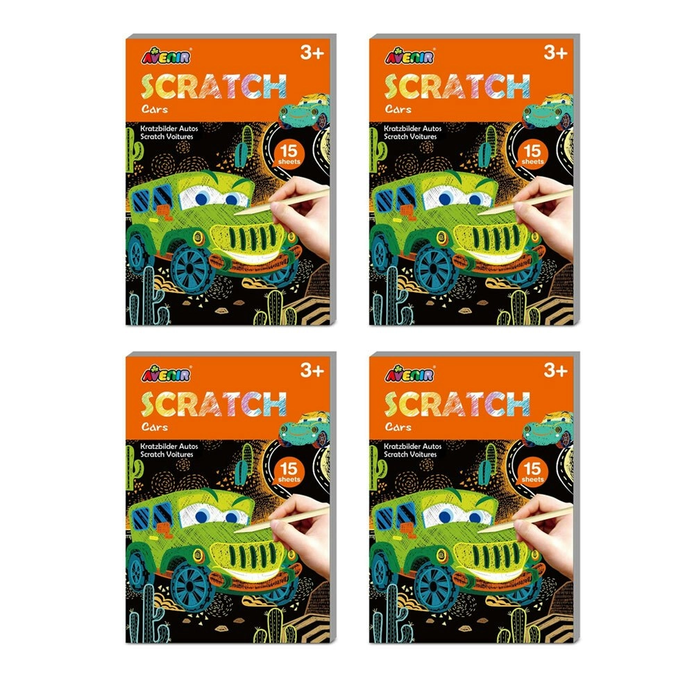 4x Avenir Mini Scratch Book Cars Learning Art/Craft Kids/Toddler Activity 3y+