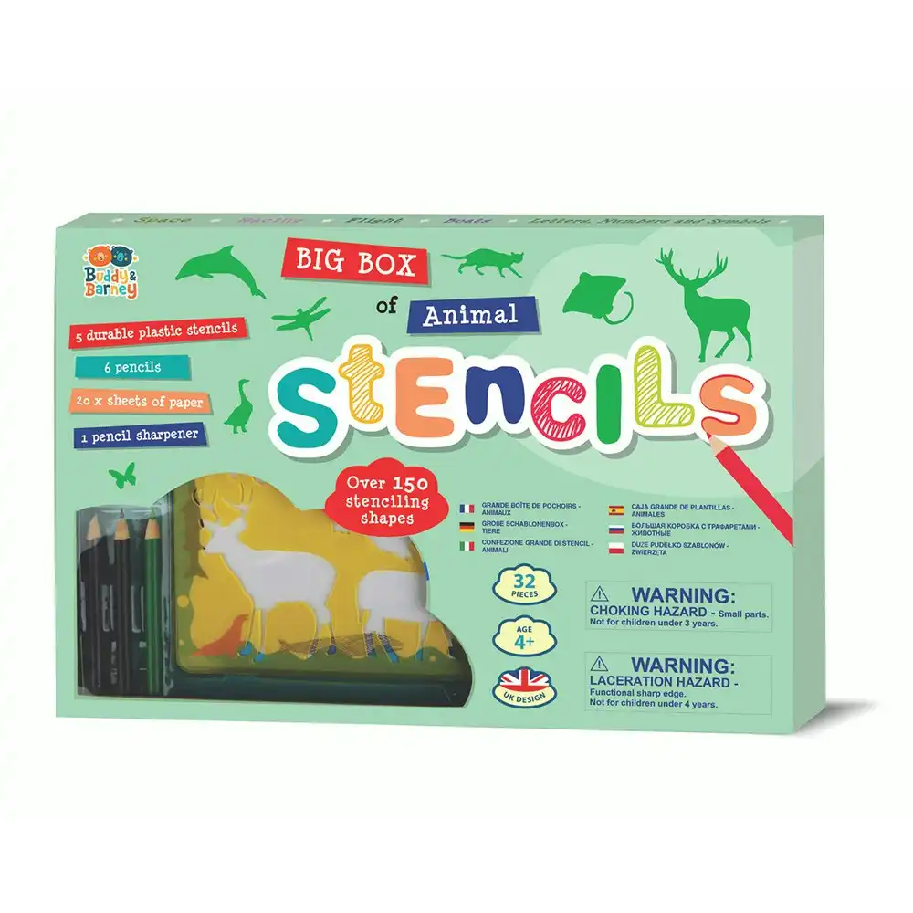 Buddy & Barney Big Box Of Stencils Animals Kids Art/Craft Creative Drawing 3y+