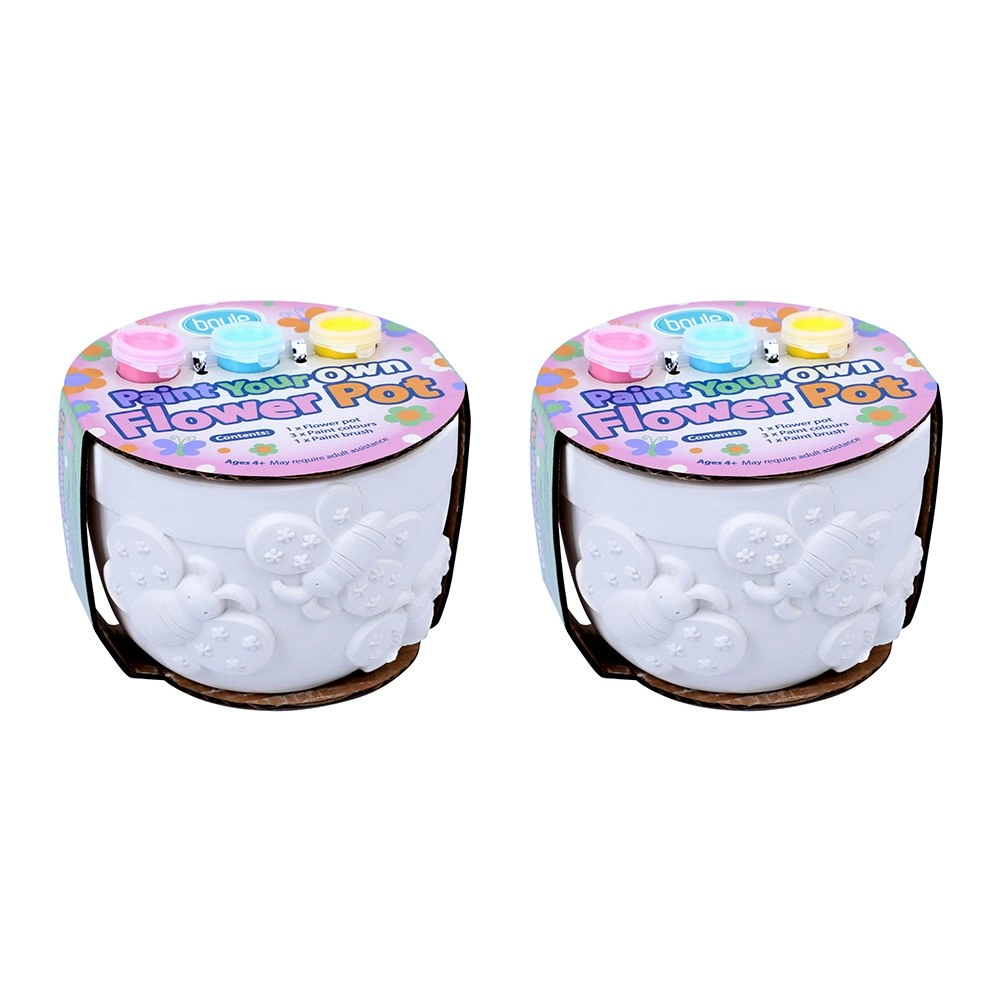 2x Boyle Paint Your Own Flower Pot Kids/Childrens Art/Craft Kit Butterflies 4y+