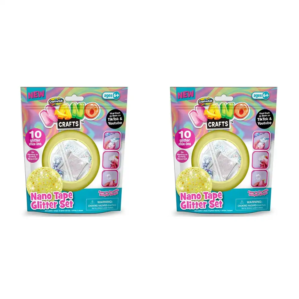 2x Nano Crafts Glitter Tape Set Art Craft Kids/Children Creative Toy 6+ PRPL