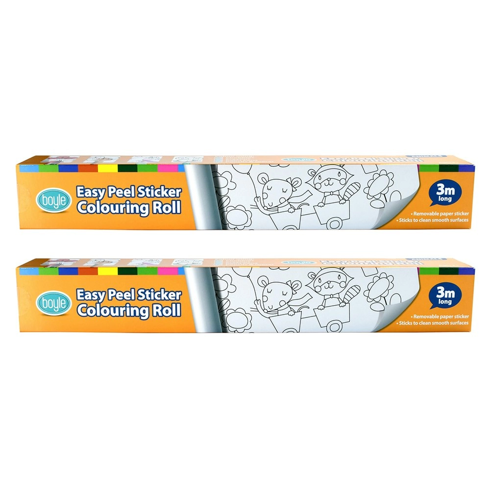 2x Boyle Easy Peel Kids/Childrens Art/Craft Sticker Colouring Stencil Roll 3m