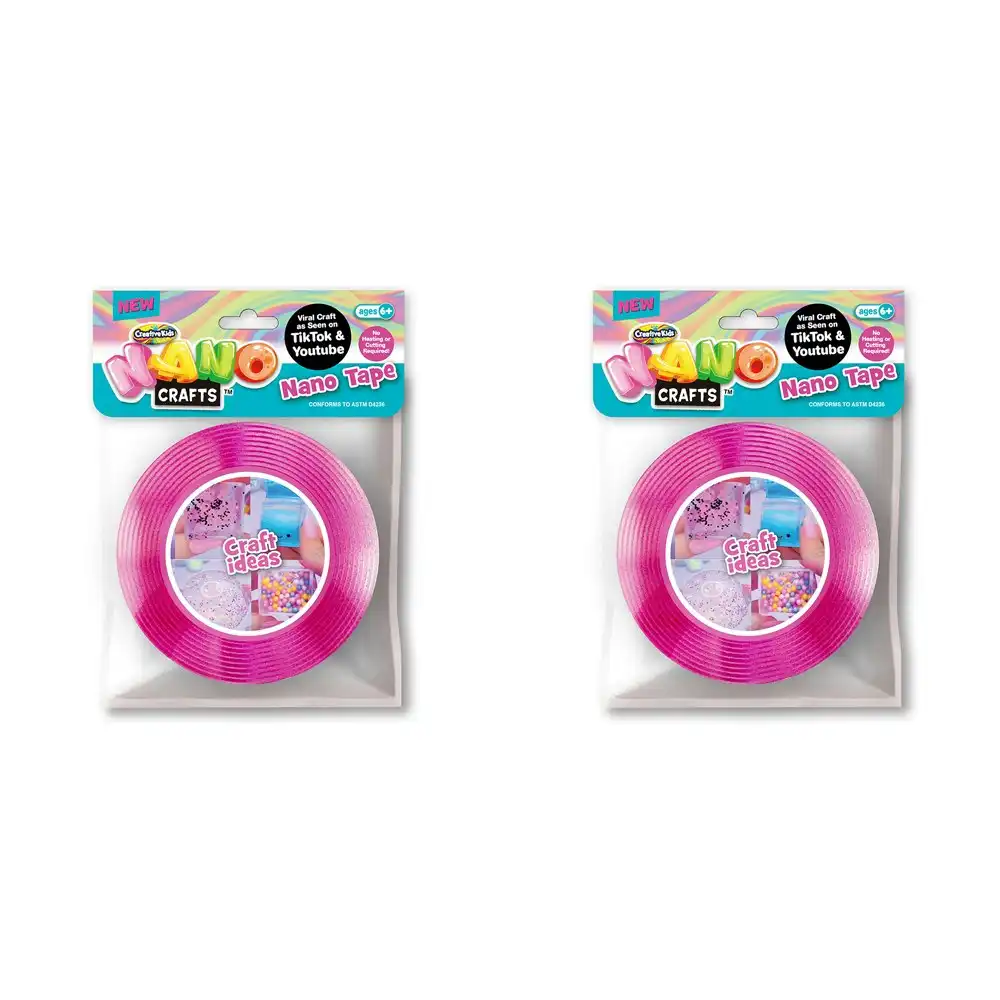 2x Nano Crafts Art Adhesive Tape Kids/Children Imaginative Fun Play Toy 5y+ Pink