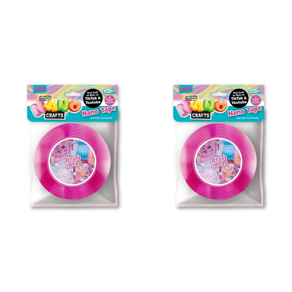 2x Nano Crafts Art Adhesive Tape Kids/Children Imaginative Fun Play Toy 5y+ Pink