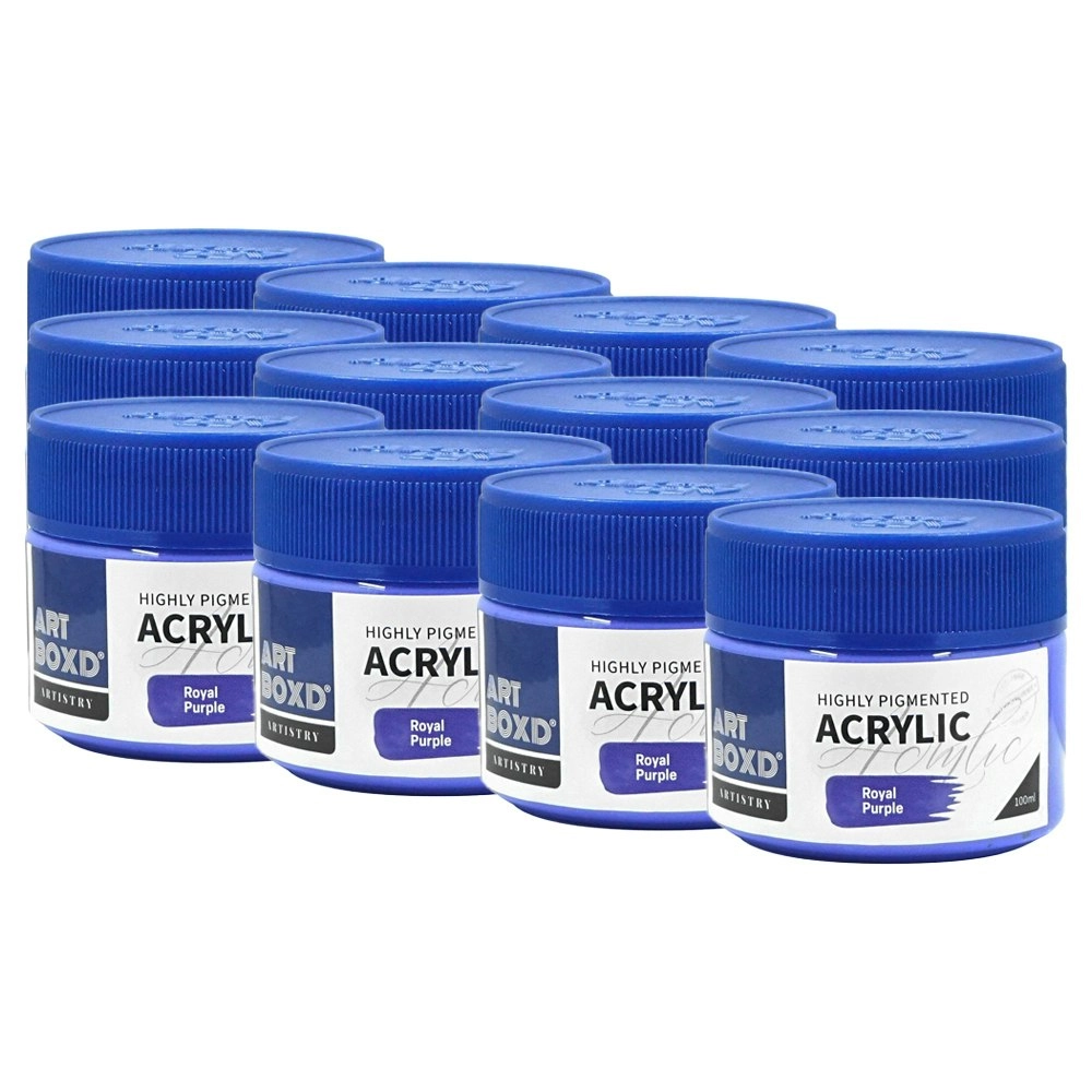 12x Art Boxd 100ml Premium Acrylic Artists Craft Paint High Pigmented Royal PRPL