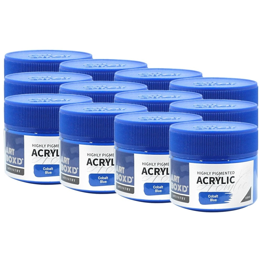 12x Art Boxd 100ml Premium Acrylic Artists Craft Paint High Pigmented Cobalt BLU