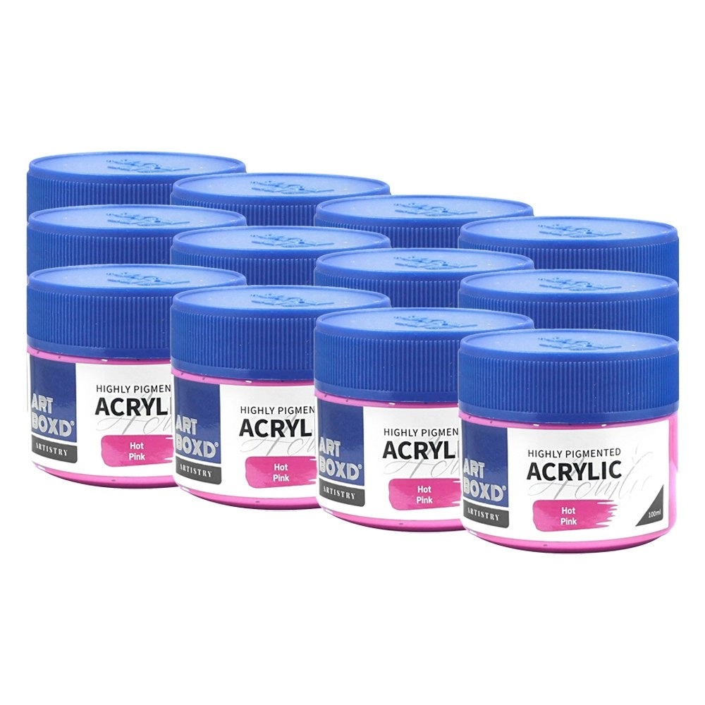 12x Art Boxd 100ml Premium Acrylic Artists Craft Paint High Pigmented Hot Pink